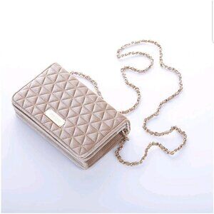 Bebe Margeaux Crossbody Bag in Champ Quilted Velvet Handbag Purse Clutch NEW!